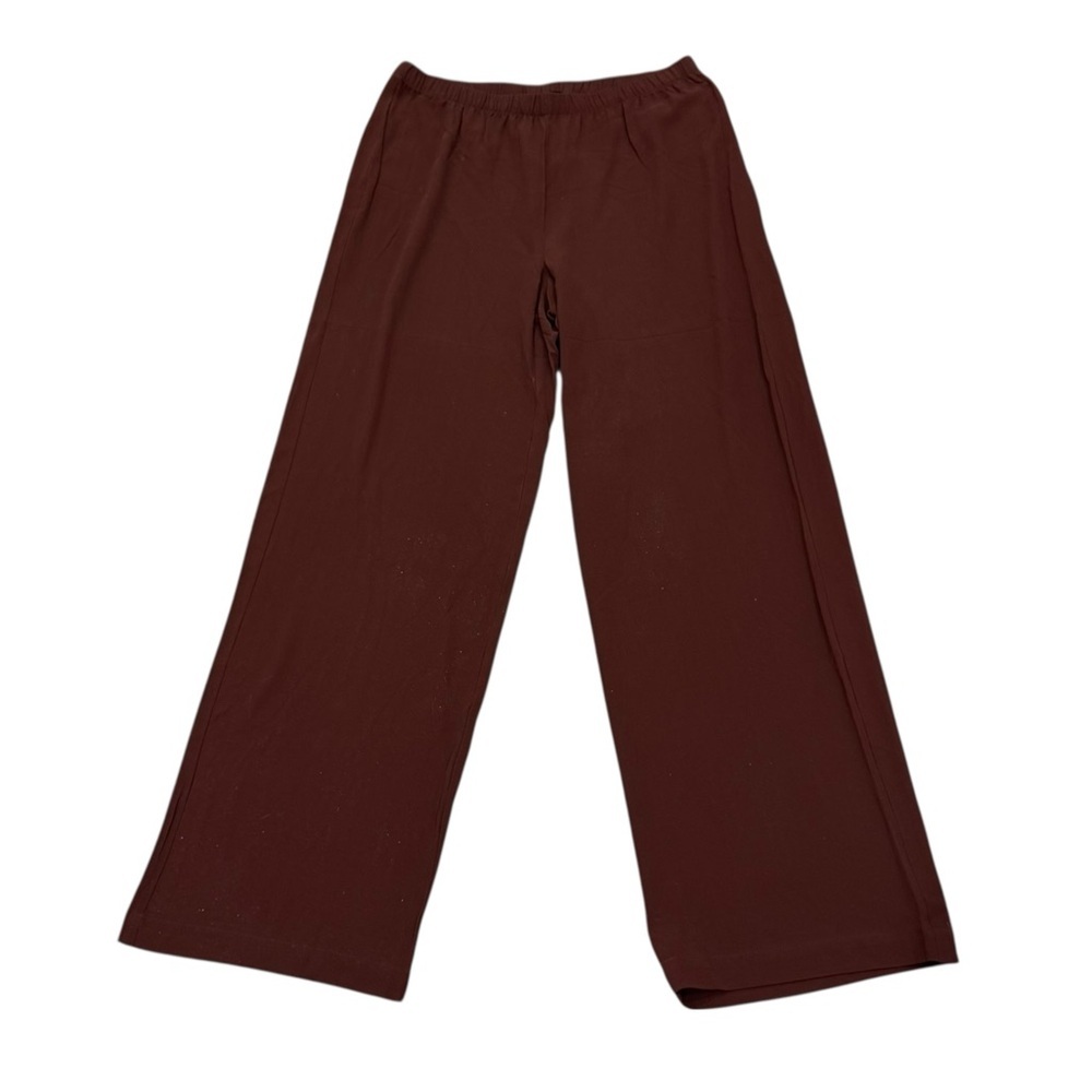 Eileen Fisher REDWOOD Silk Georgette Crepe Straight Ankle Pant Size XXS $248 NWT